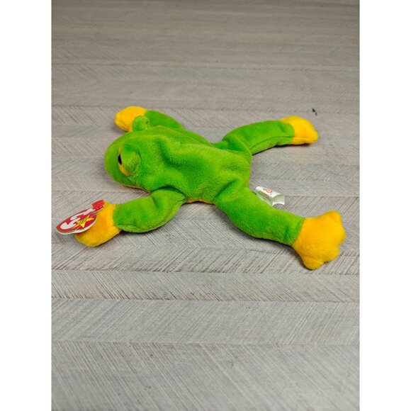 Ty Beanie Baby Smoochy Frog Green & Yellow Plush Stuffed Animal 1997 Retired - Picture 2 of 5